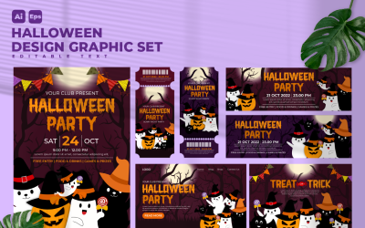 Conjunto gráfico de design de Halloween V4