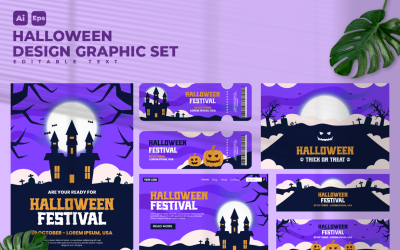 Halloween-ontwerpafbeeldingenset V5