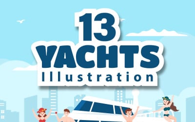 13 jachtów w Ocean Illustration