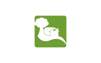 Edificio Casa Naturaleza Logo Vector Plantilla 13