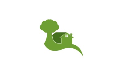 Ev Doğa Logo Vektör Şablonu 4 Bina