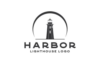 Deniz Feneri Projektör İşaret Kulesi Ada Sahil Sahil Logo Şablonu
