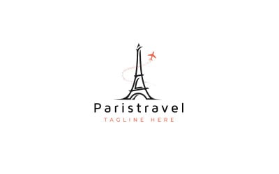 Paris Eiffel Tower With Plane Logo Template