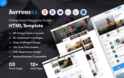 Barrons24 - News &amp;amp; Magazine HTML Template
