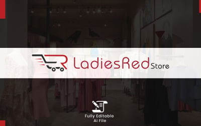 Dívka Online Nakupování Obchod Logo šablona