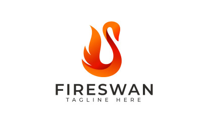 Ateş Kuğu Logo Tasarım Vektör Şablonu