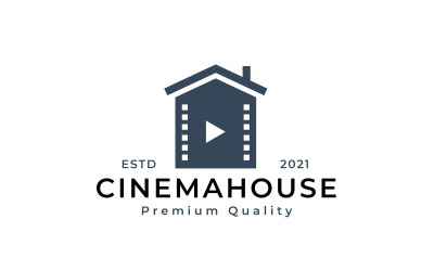 Casa y película negativa para plantilla de logotipo de producción de películas