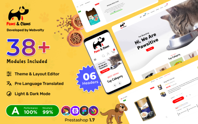 Paws & Claws - Шаблон Prestashop 1.7 для домашних животных и животных