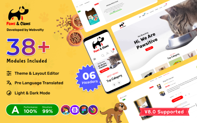 Paws Claws - Pet and Animal Care Prestashop 8.0 Thema