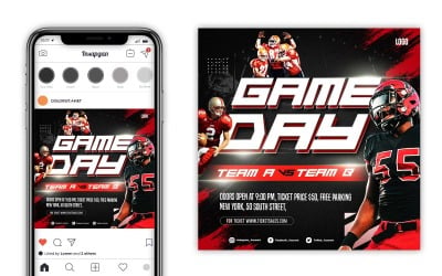 Příspěvek na letáku Nfl amerického fotbalu na sociálních sítích