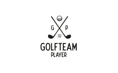Design de logotipo de golfe de taco cruzado vintage simples retrô