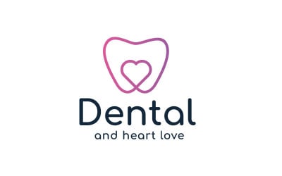 Diente y corazón, plantilla de diseño de logotipo dental
