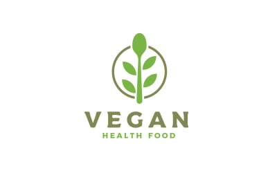 Veganské Logo, Ekologické přírodní biopotraviny s logem lžíce a listů