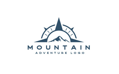 Bussola Con Modello Di Logo Di Montagna