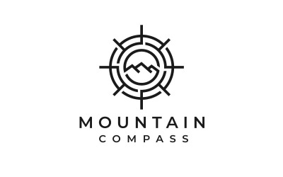 Seyahat Macera Logo Şablonu İçin Pusula Ve Dağ