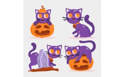 Halloween-Katzen-Charakter-Sammlungs-Illustration