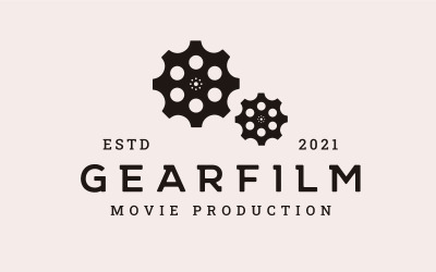 Kugghjul med filmrulle för filmproduktion Logotypdesign