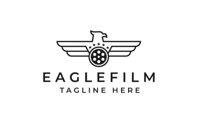 Modello di progettazione del logo di produzione cinematografica di Line Art Eagle