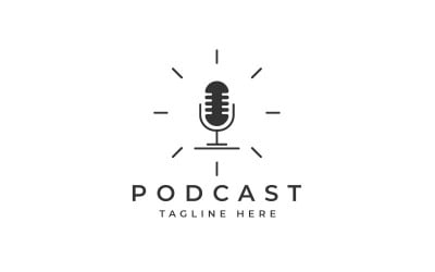 Microphone For Podcast Logo Design Template