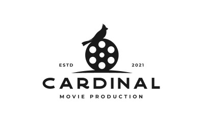 Modèle de conception de logo de cinéma de film Cardinal Bird