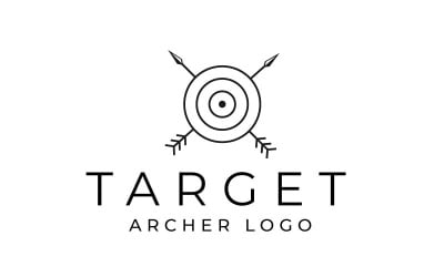 Plantilla de diseño de logotipo de flechas cruzadas con círculo objetivo