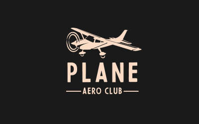 Leichtes kleines Flugzeug-Logo, Flugzeug-Club oder Reise-Logo-Design-Vorlage