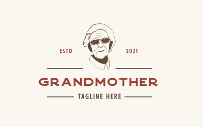 Modèle de conception de logo rétro vintage mamie ou grand-mère