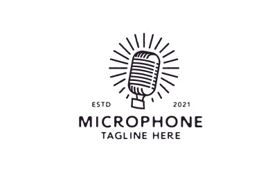 Modello di progettazione logo microfono hipster vintage