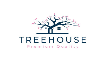Plantilla de diseño de logotipo de casa de árbol