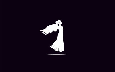 Silhuett av skönhet kvinna ängel logotypdesign