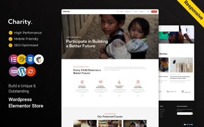 Caridad: tema de WordPress para elementos de donación, amabilidad y sin fines de lucro