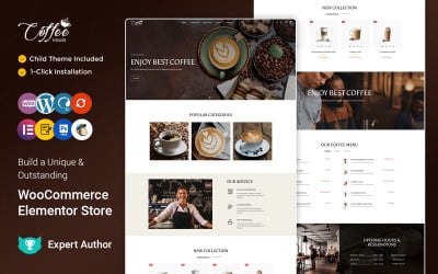 Кава - Магазин чаю, кави, напоїв і напоїв Elementor WooCommerce тема