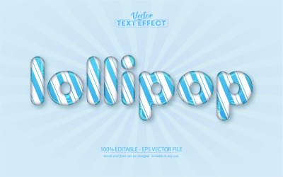 Lollipop - Effetto testo modificabile, stile testo fumetto e fumetto blu, illustrazione grafica