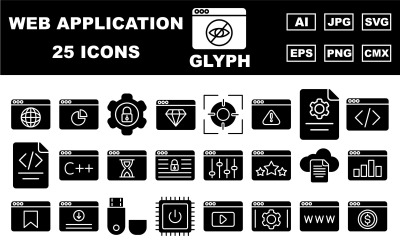 25 Premium pakiet ikon glifów internetowych i aplikacji