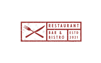 Restoran Logo Tasarım Vektör Şablonu için Vintage Rustik Damga Rozeti