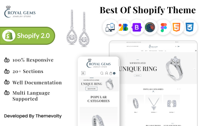 Royal Gems - Sieraden en luxe multifunctionele secties Shopify 2.0-thema