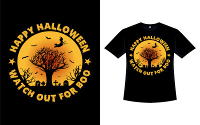 Gelukkig Halloween T-shirtontwerp met boom