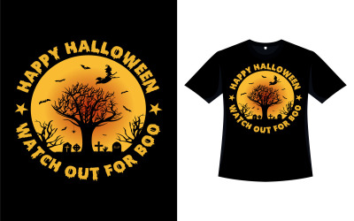 Happy Halloween T-shirt Design with Tree