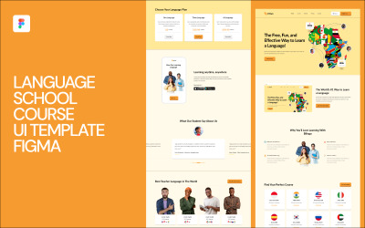 Modèle d&amp;#39;interface utilisateur de cours d&amp;#39;école de langue Figma