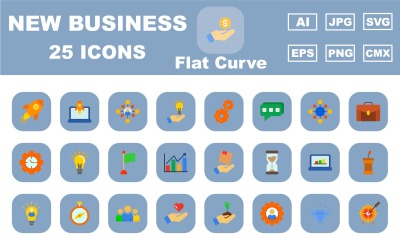 25 pack d&amp;#39;icônes Premium New Business Flat Curve