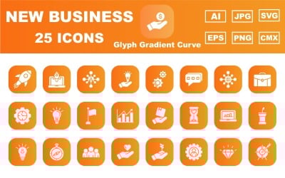 25 Pack d&amp;#39;icônes Premium New Business Glyph Gradient Curve