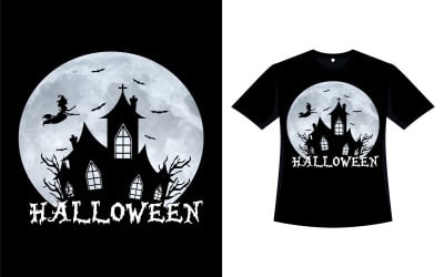 Vettore di disegno della maglietta in bianco e nero di Halloween