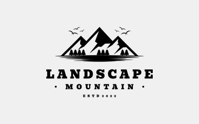 Vintage Mountain Adventure Landscape Logo Template
