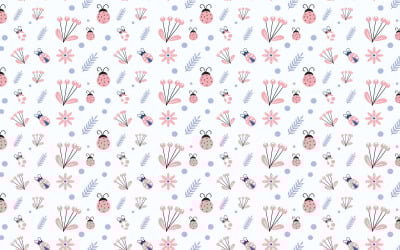 Endless insects pattern with flowers