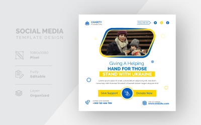 Stoisko z Ukrainą Pomocną Dłoń Projekt Szablonu Mediów Społecznościowych