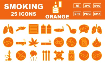 25 paquete premium de íconos naranjas para fumar