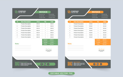 Modern business invoice template vector design