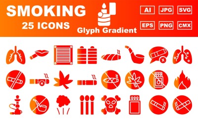 25 Pacote de ícones de gradiente de glifo de fumaça premium
