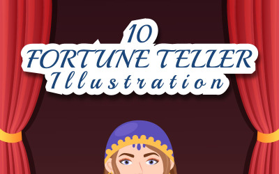10 płaskich ilustracji Fortune Teller