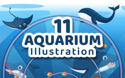 11 Ploché akvárium Ilustrace